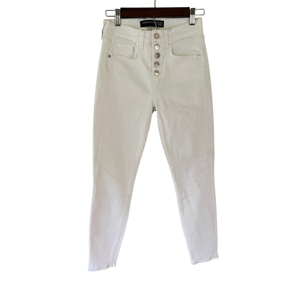 Veronica Beard Debbie Ankle‎ Skinny Jeans White High Rise Button Fly Size 26/2